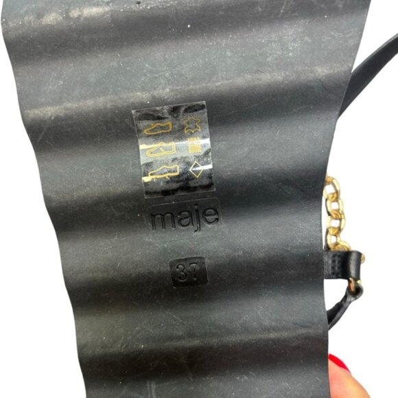 NEW* MAJE Frankie Black/Gold Chain And Charm-Embellished Leather Sandals Size 37 - Picture 5 of 8